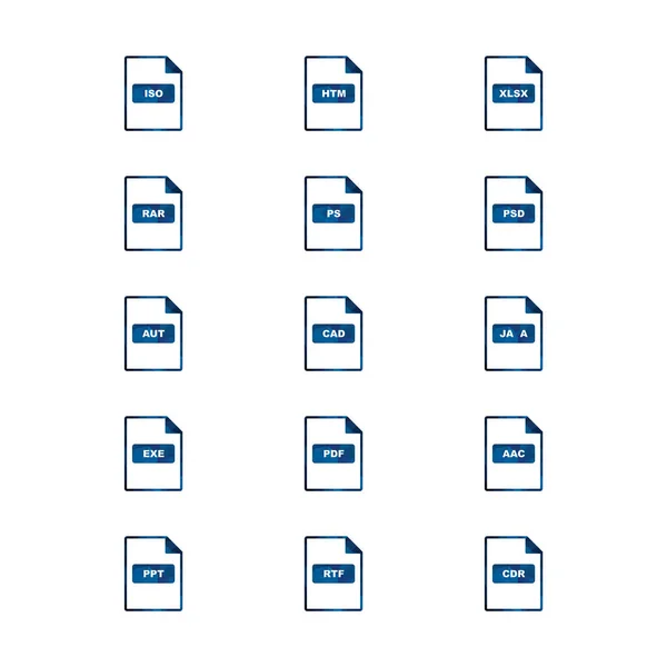 Set Icônes Formats Fichiers Isolées Sur Fond Blanc — Image vectorielle