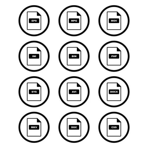 Icona Set Formati File Uso Personale Commerciale — Vettoriale Stock