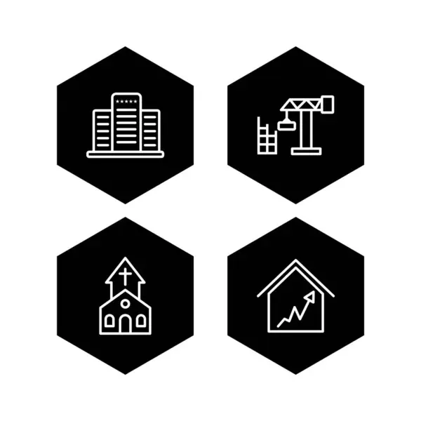 Ensemble Icônes Immobilières Sur Fond Blanc Éléments Isolés Vectoriels — Image vectorielle