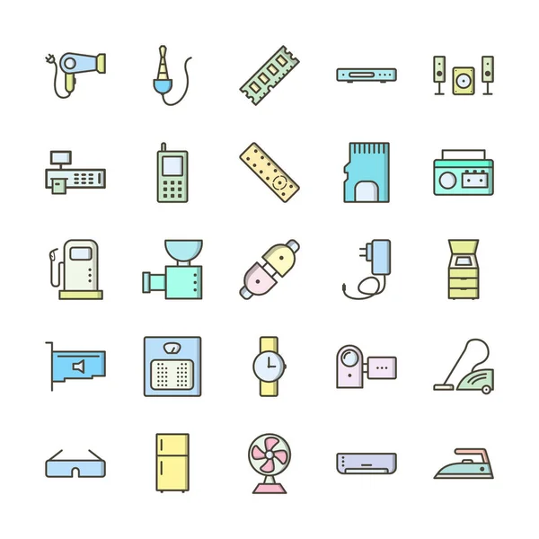 Conjunto Iconos Dispositivos Electrónicos Para Uso Personal Comercial — Archivo Imágenes Vectoriales