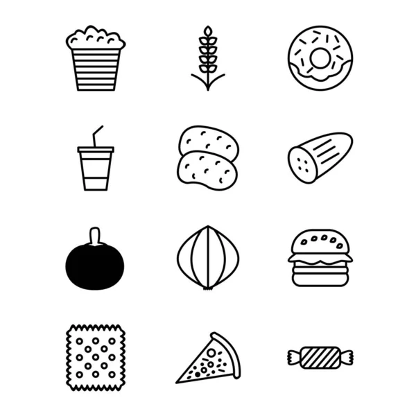Icon Set Von Lebensmitteln Für Den Persönlichen Und Kommerziellen Gebrauch — Stockvektor