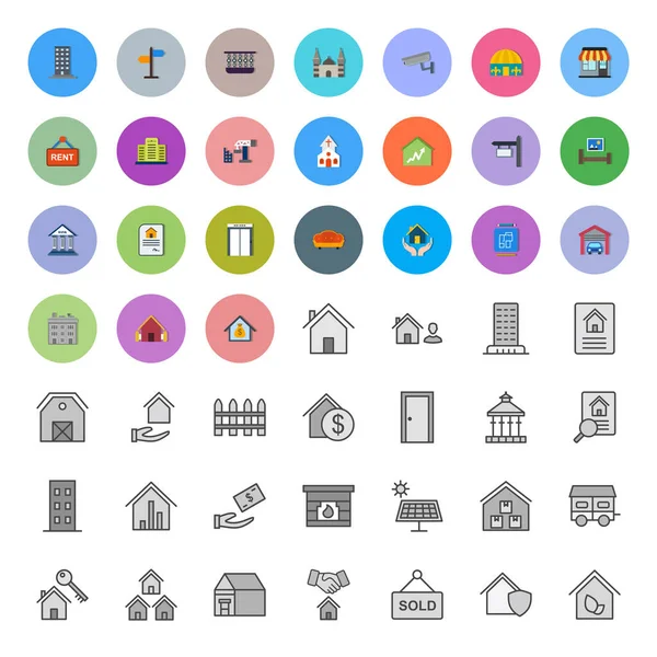 Icon Set Real Estate Personal Commercial Use — Stock Vector