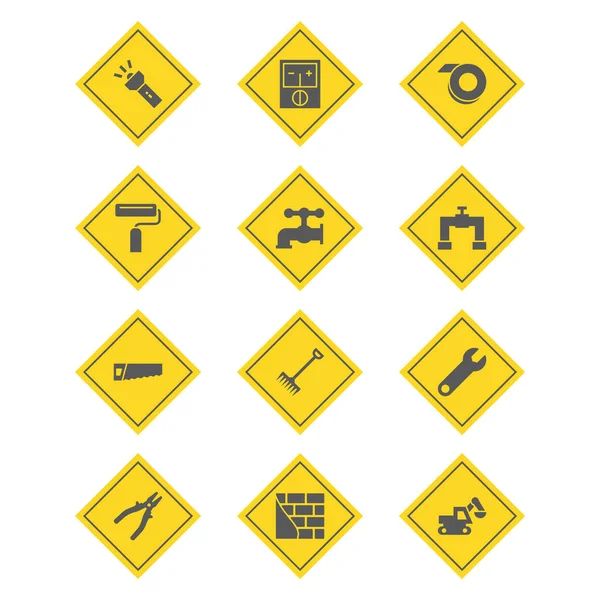 Set Construction Icons Isolated White Background — Stock Vector