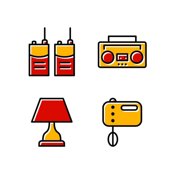 Ensemble Icônes Appareils Électroniques Pour Usage Personnel Commercial — Image vectorielle