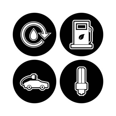 Beyaz Arkaplan Vektörü İzole Edilmiş Elementler Üzerine 4 eko Simgesi...