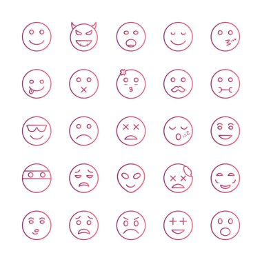 Kişisel ve ticari kullanım için 25 simge emojisi...