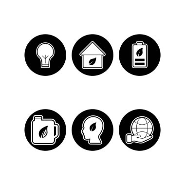 Beyaz Arkaplan Vektörü İzole Edilmiş Elementler Üzerine 6 eko Simgesi...