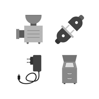 Beyaz Arkaplanda İzole Edilmiş 4 Elektronik Aygıt Simgesi...