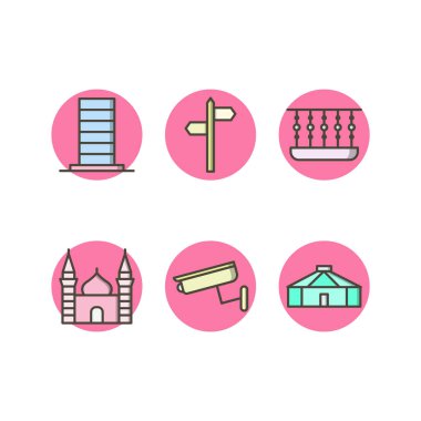 Beyaz Arkaplan Vektörü İzole Edilmiş Elementler Üzerine 6 Emlak Simgesi...