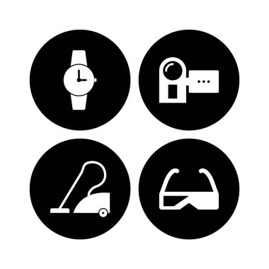 Beyaz Arkaplan Vektörü İzole Edilmiş Elementler üzerindeki 4 elektronik aygıt seti...