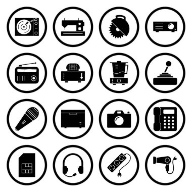 Beyaz Arkaplan Vektörü İzole Edilmiş Elementler üzerinde 16 elektronik aygıt seti...