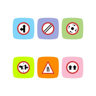 Kişisel ve ticari kullanım için 6 simge yol işareti...