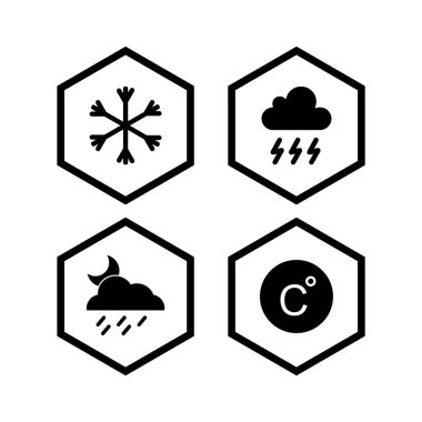 Beyaz Arkaplan Vektörü İzole Edilmiş Elementler Üzerinde 4 Hava Simgesi Seti...