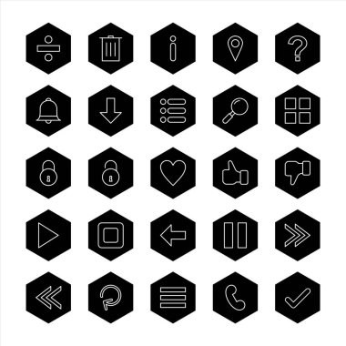 Beyaz Arkaplan Vektörü İzole Edilmiş Elementler Üzerine 25 temel element seti Simgesi...