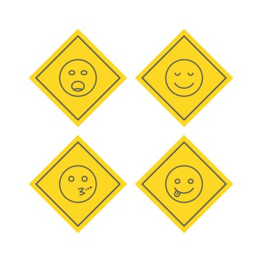 Beyaz Arkaplan Vektörü İzole Edilmiş Elementler Üzerine 4 emoji Simgesi...