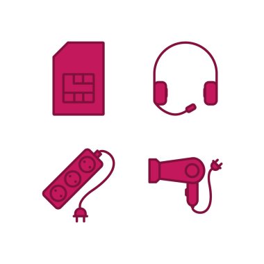 Beyaz Arkaplan Vektörü İzole Edilmiş Elementler üzerindeki 4 elektronik aygıt seti...