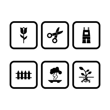 Beyaz Arkaplanda İzole Edilmiş 6 Bahçe Simgesi...