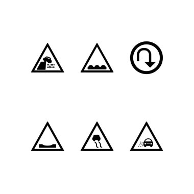 Kişisel ve ticari kullanım için 6 simge yol işareti...