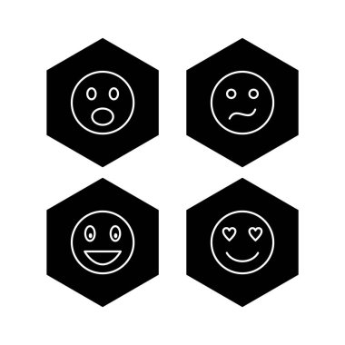 4 Emoji Simgesi Kağıdı Beyaz Arkaplanda İzole Edildi...