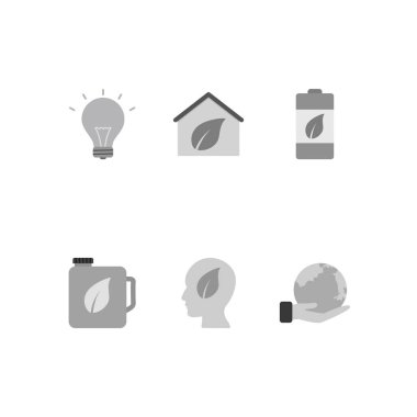 6 Eko Simge Sayfası Beyaz Arkaplanda İzole Edildi...