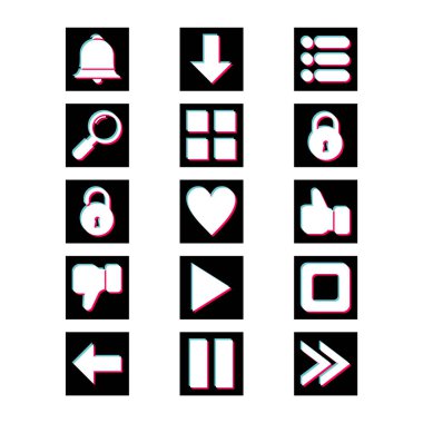 Beyaz Arkaplan Vektörü İzole Edilmiş Elementler Üzerine 15 temel element seti Simgesi...