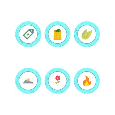 6 Eko Simge Sayfası Beyaz Arkaplanda İzole Edildi...