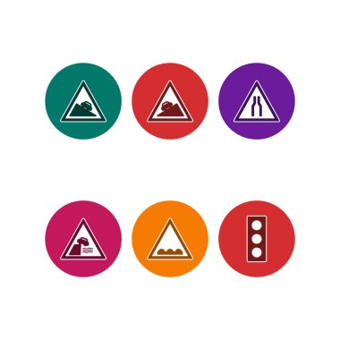 Beyaz Arkaplan Vektörü İzole Edilmiş Elementler üzerinde 6 yol simgesi seti...