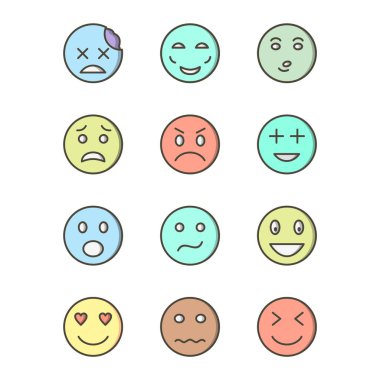 Kişisel ve ticari kullanım için 12 simge emojisi...