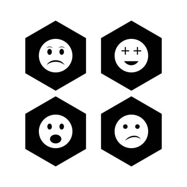 4 Emoji Simgesi Kağıdı Beyaz Arkaplanda İzole Edildi...