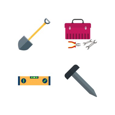 Beyaz Arkaplan Vektörü İzole Edilmiş Elementler Üzerine 4 Yapılandırma Simgesi...