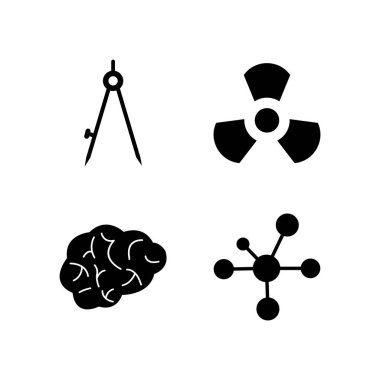 Beyaz arkaplanda 4 farklı eğitim simgesi izole edildi...