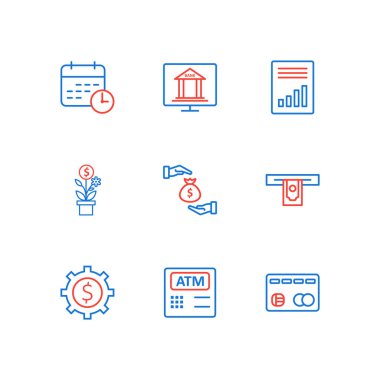  9 Bankacılık Simgesi Beyaz Arkaplanda İzole Edildi...