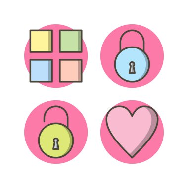 Beyaz Arkaplan Vektörü İzole Edilmiş Elementler üzerinde 4 temel öge seti Simgesi...