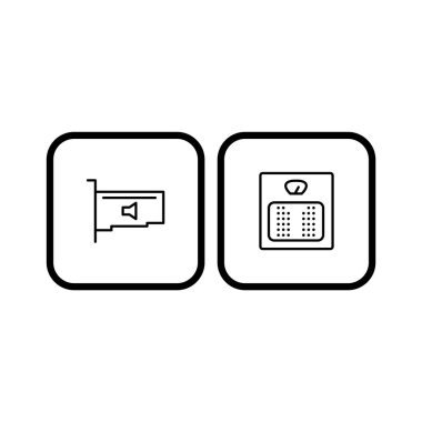 Beyaz arkaplanda izole edilmiş 2 adet elektronik aygıt simgesi...