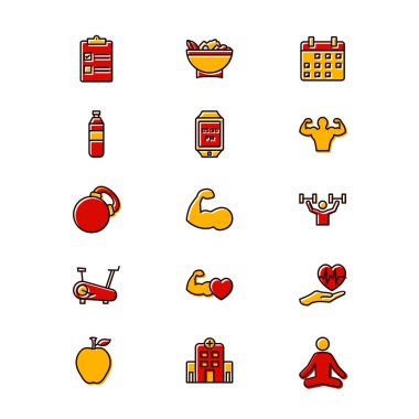 Beyaz Arkaplanda İzole Edilmiş 15 Sağlık Simgesi...