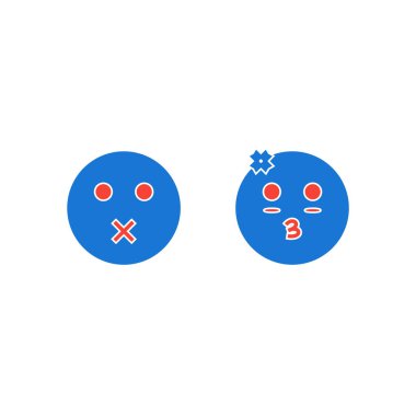 2 Emoji Simgesi Kağıdı Beyaz Arkaplanda İzole Edildi...