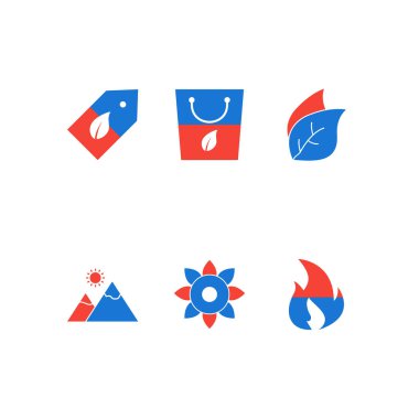 Beyaz arkaplanda 6 eko simgesi izole edildi...