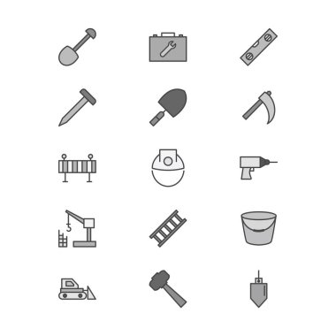 Beyaz Arkaplanda İzole Edilmiş 15 Yapılandırma Simgesi...