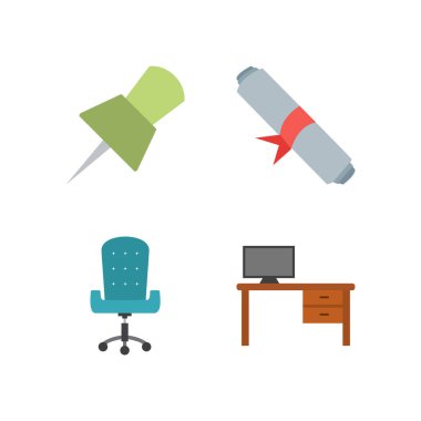 Beyaz arkaplanda 4 ofis simgesi izole edildi...