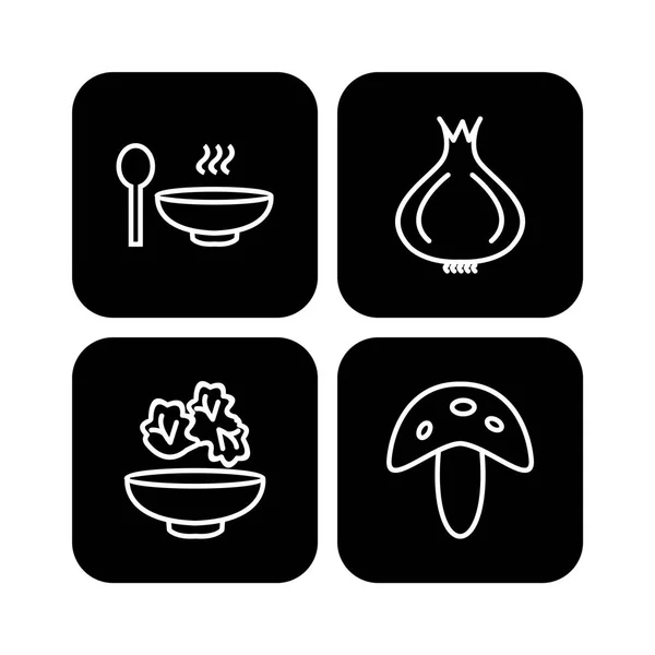白色背景向量分离元素上的一组4个食品图标 — 图库矢量图片
