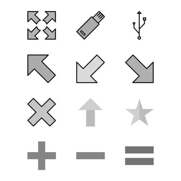 Set Van Basiselementen Pictogrammen Geïsoleerd Witte Achtergrond — Stockvector