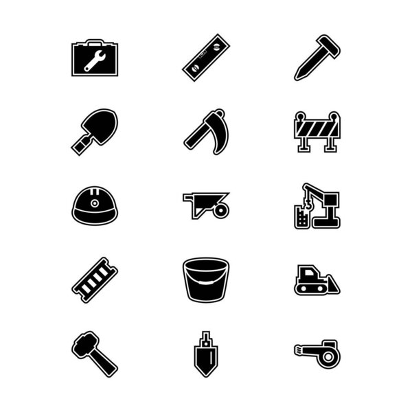 15 Set Of construction icons isolated on white background...