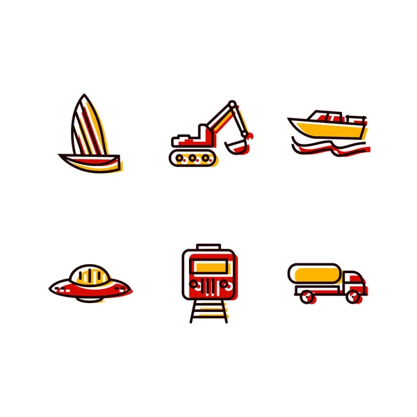 Conjunto Iconos Transporte Para Uso Personal Comercial — Vector de stock