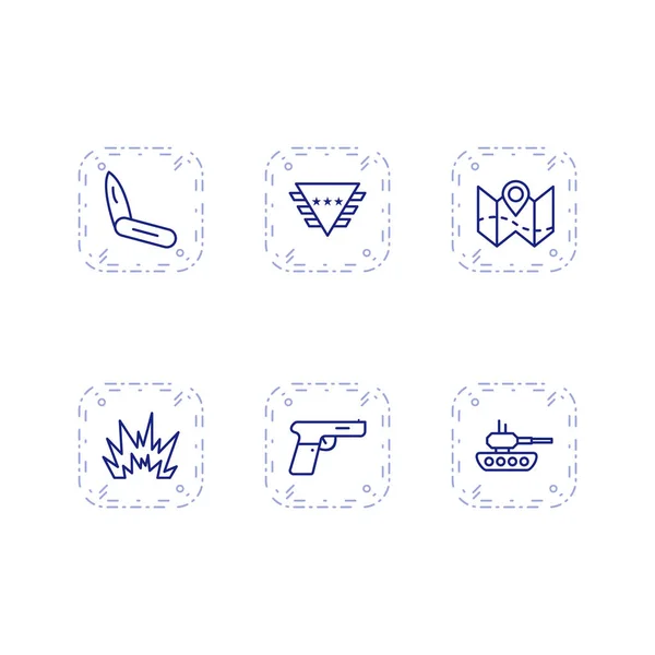 Conjunto Iconos Militares Para Uso Personal Comercial — Vector de stock