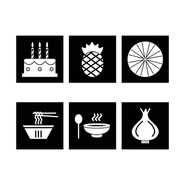 供个人和商业用途的6个食品图标 — 图库矢量图片