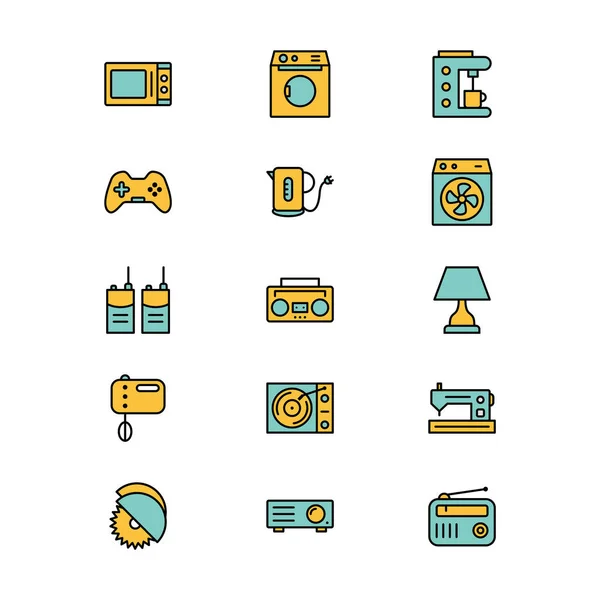 Set Electronic Devices Icons White Background Vector Isolated Elements — Stock Vector