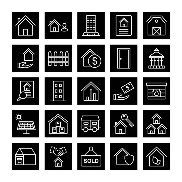 Icon Set Real Estate Personal Commercial Use — Stock Vector