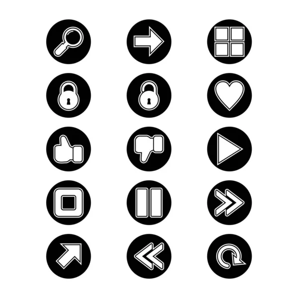 Set Van Basiselementen Iconen Witte Achtergrond Vector Geïsoleerde Elementen — Stockvector