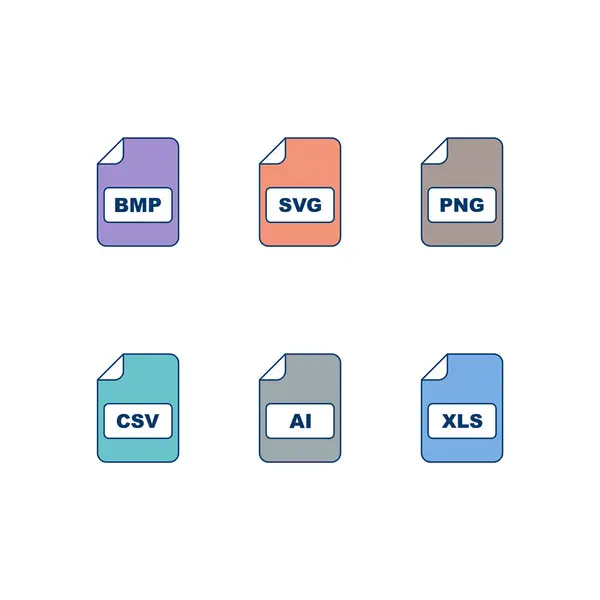 Symbolsets Von Dateiformaten Für Den Persönlichen Und Kommerziellen Gebrauch — Stockvektor