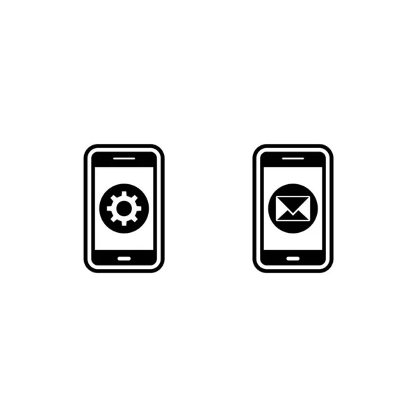 Set Icone Delle App Mobili Isolate Sfondo Bianco — Vettoriale Stock